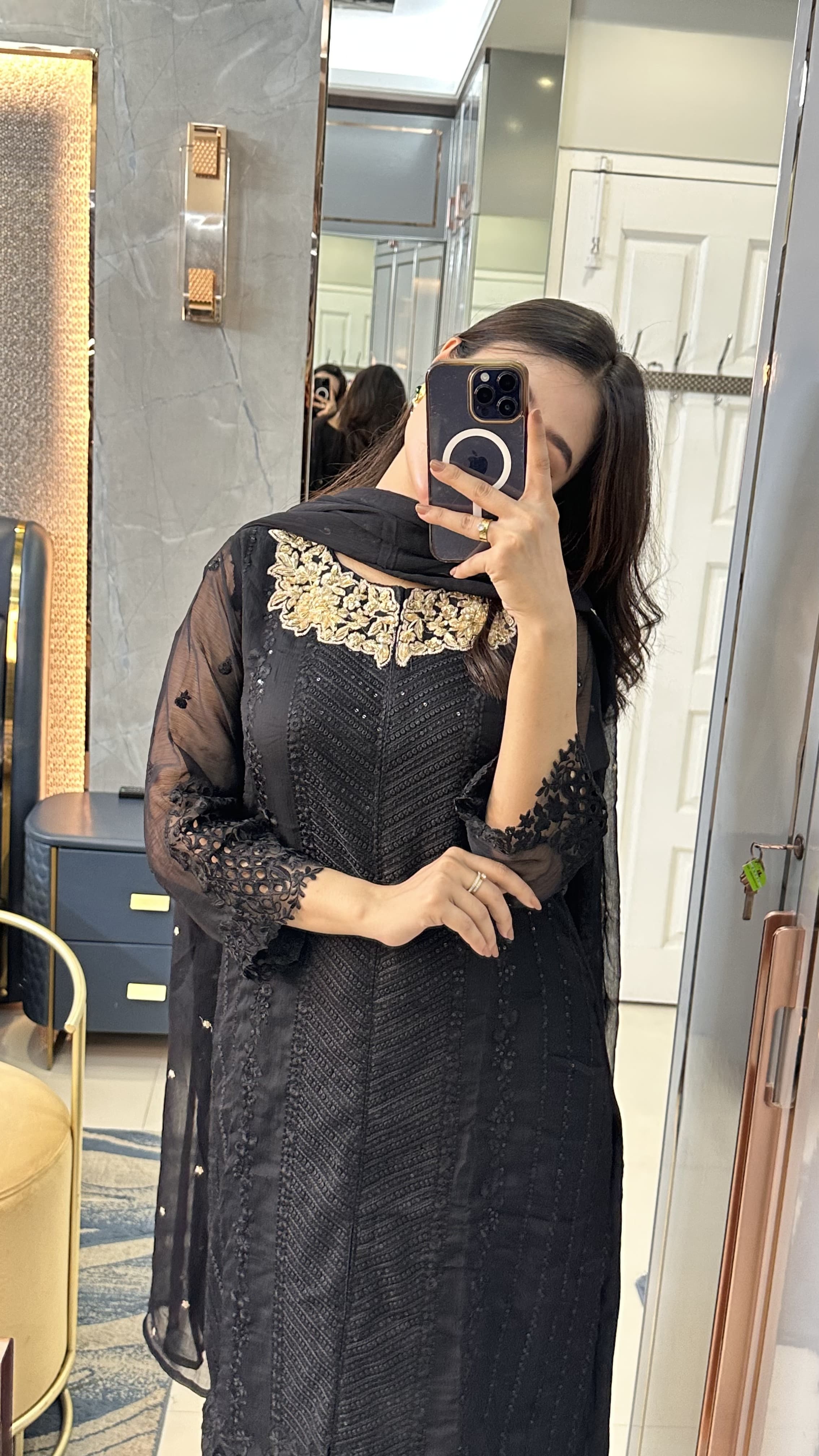 Azure black, gold chiffon dress Azure black, gold chiffon dress