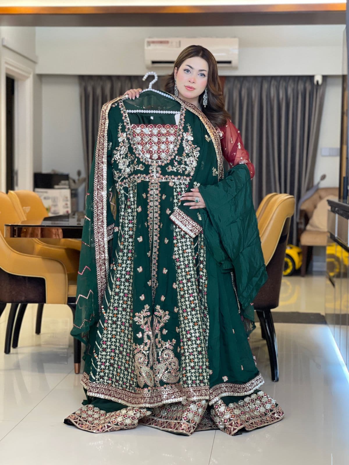 Pakistani Boutique Noor Embroidered Organza Ensemble 3 Piece Festive Set Pakistani Boutique Noor Embroidered Organza Ensemble 3 Piece Festive Set